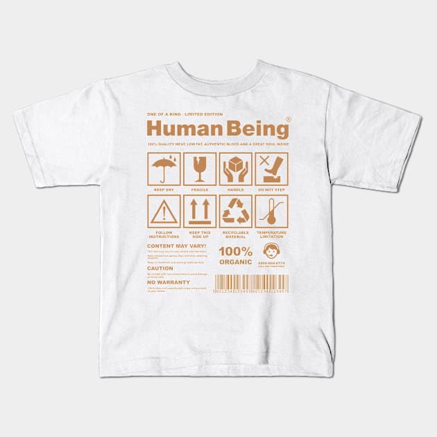 Cool Tees Human Label Kids T-Shirt by COOLTEESCLUB